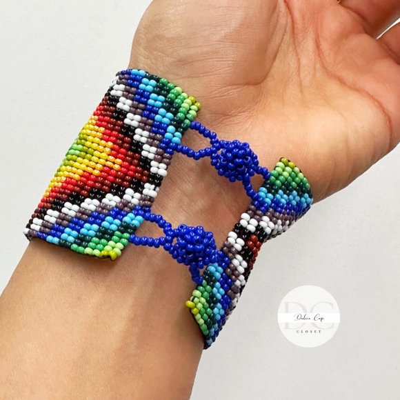 NEW Mexican Huichol, Bracelet, Art Beaded Jewelry Handmade - Picture 4 of 5